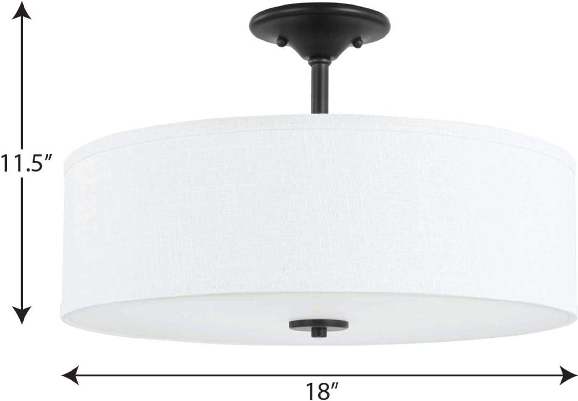 Progress Lighting, Inspire Collection, 3-Light Semi-Flush Mount, Graphite, Summer Linen Shade