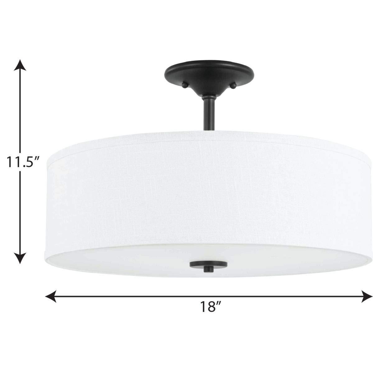 Progress Lighting, Inspire Collection, 3-Light Semi-Flush Mount, Graphite, Summer Linen Shade
