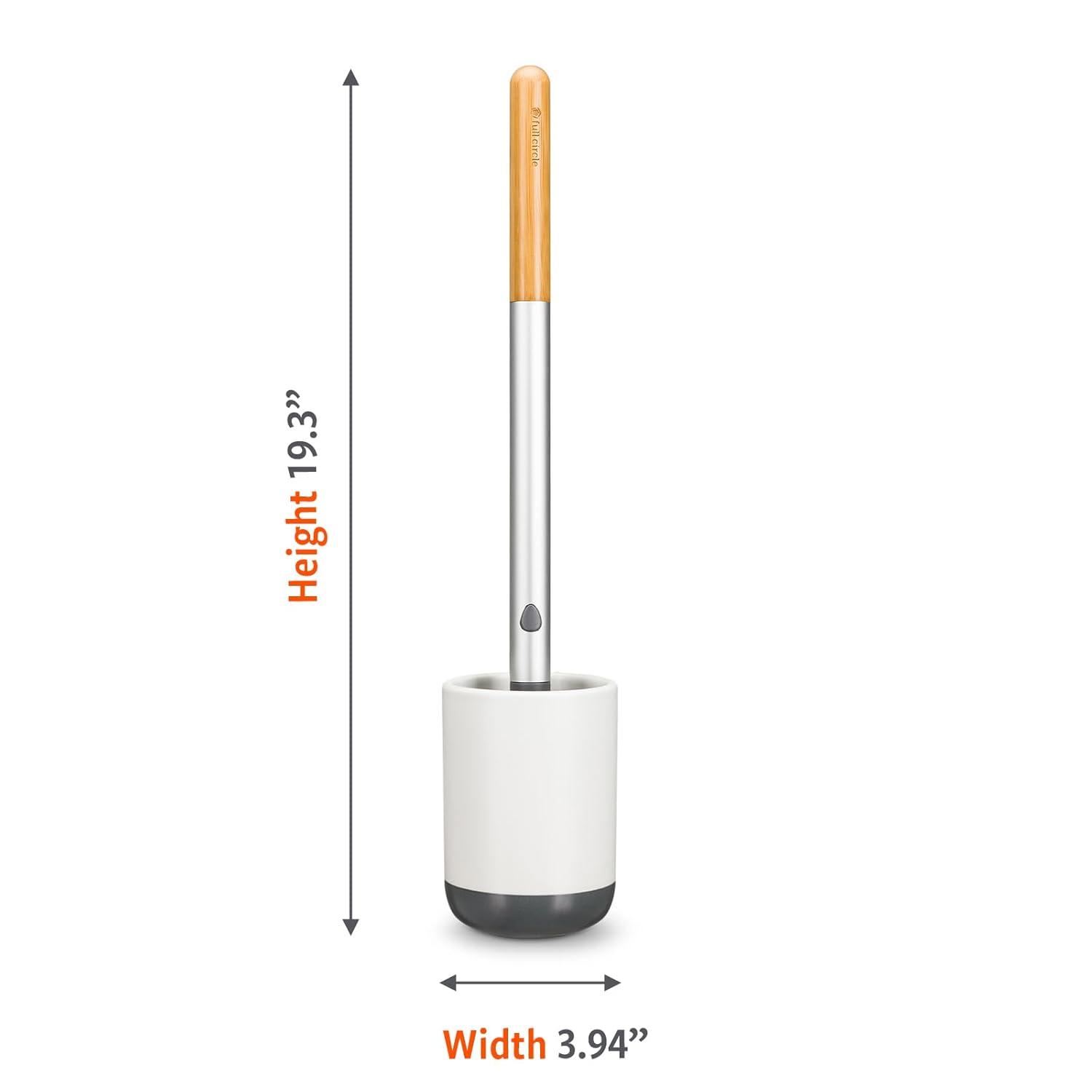 Full Circle Scrub Queen Toilet Brush with Replaceable Head - Ceramic Base with Dry Earth Absorbent Disk