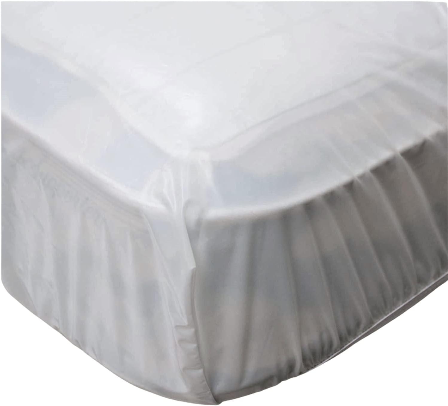 Vinyl Plastic Mattress Protector Fitted Sheet Style Waterproof Mattress Cover Breathable - Bed Wetting and Spill Protection for Mattress Fits a Mattress Up to 11.5" Deep (Queen 80" x 60" x 11.5 Deep)