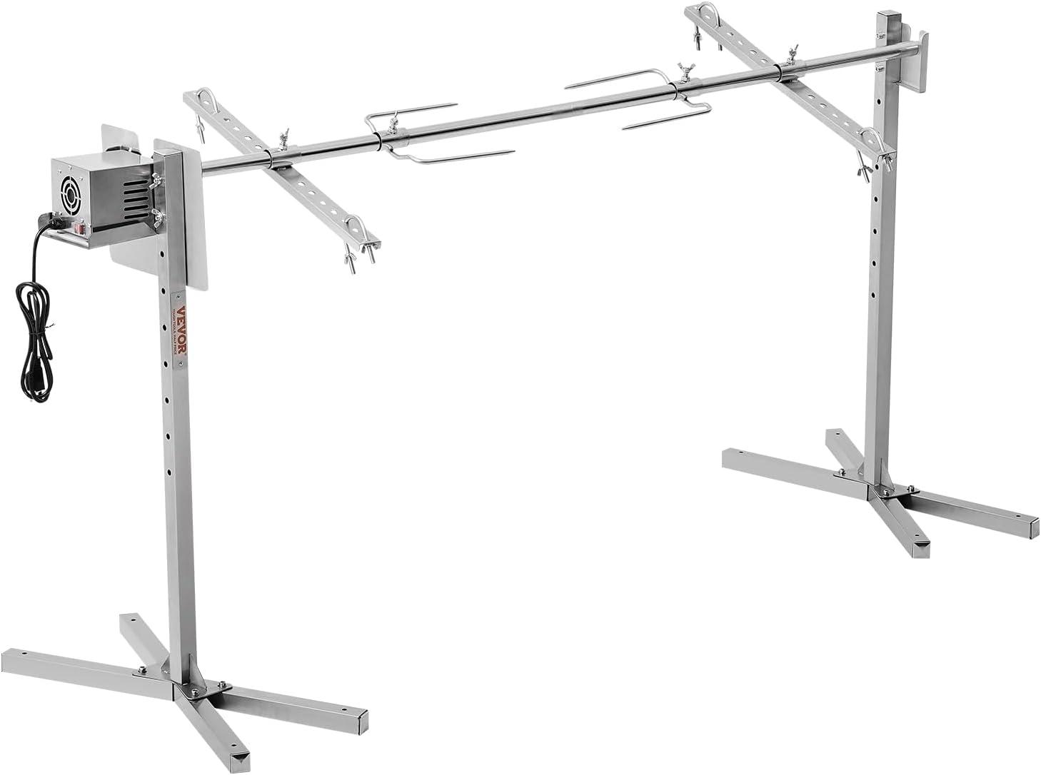 Electric BBQ Rotisserie Grill Kit, 132 lbs. Capacity, 56 in., 52W Motor, Stainless Steel, Spit Rod for Pig, Lamb