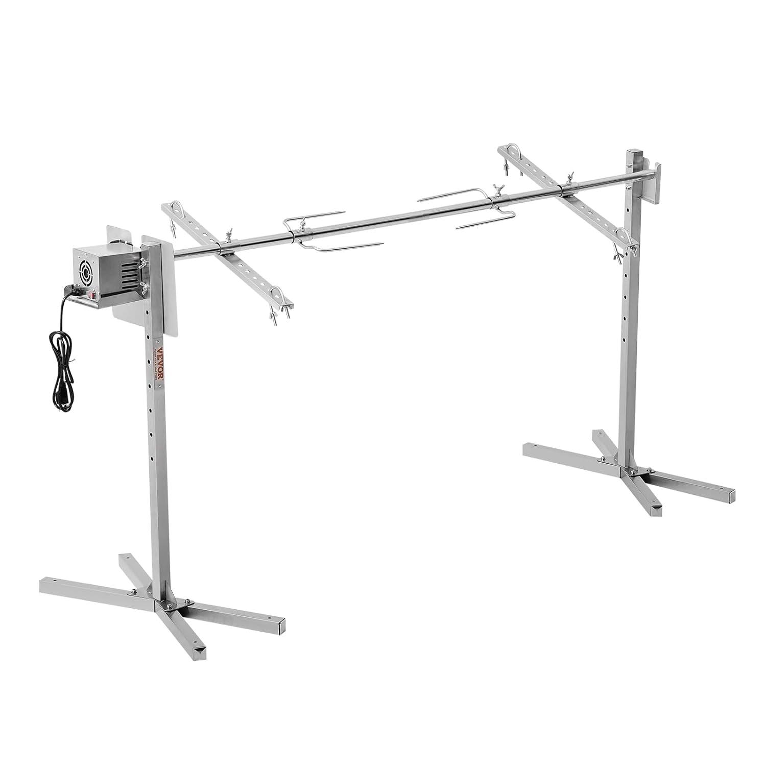 Electric BBQ Rotisserie Grill Kit, 132 lbs. Capacity, 56 in., 52W Motor, Stainless Steel, Spit Rod for Pig, Lamb