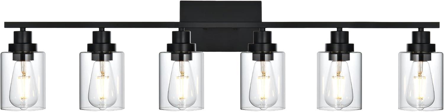 VINLUZ  Modern 6-lights Vanity Lighting Fixture for Bathroom black