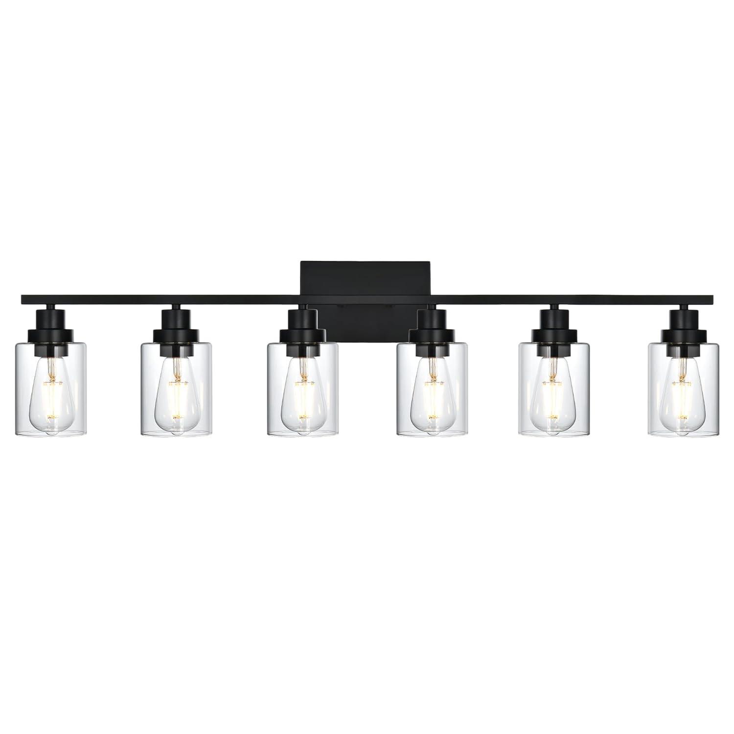 VINLUZ  Modern 6-lights Vanity Lighting Fixture for Bathroom black