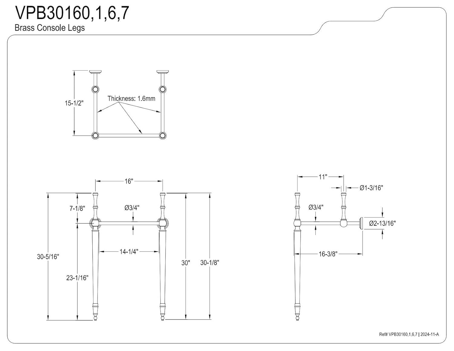 Kingston Brass Kingston Brass Edwardian Brass Console Sink Legs