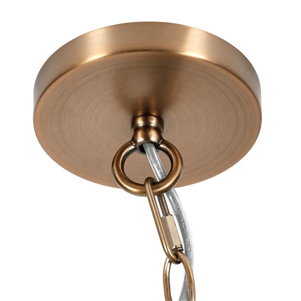 Evelyn&Zoe 11" Brushed Brass Finish Metal/Glass Pendant