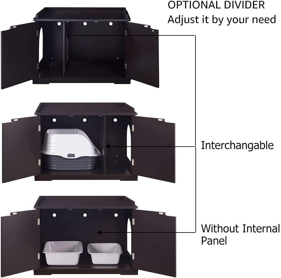 unipaws Designer Cat Litter Box Enclosure - Espresso