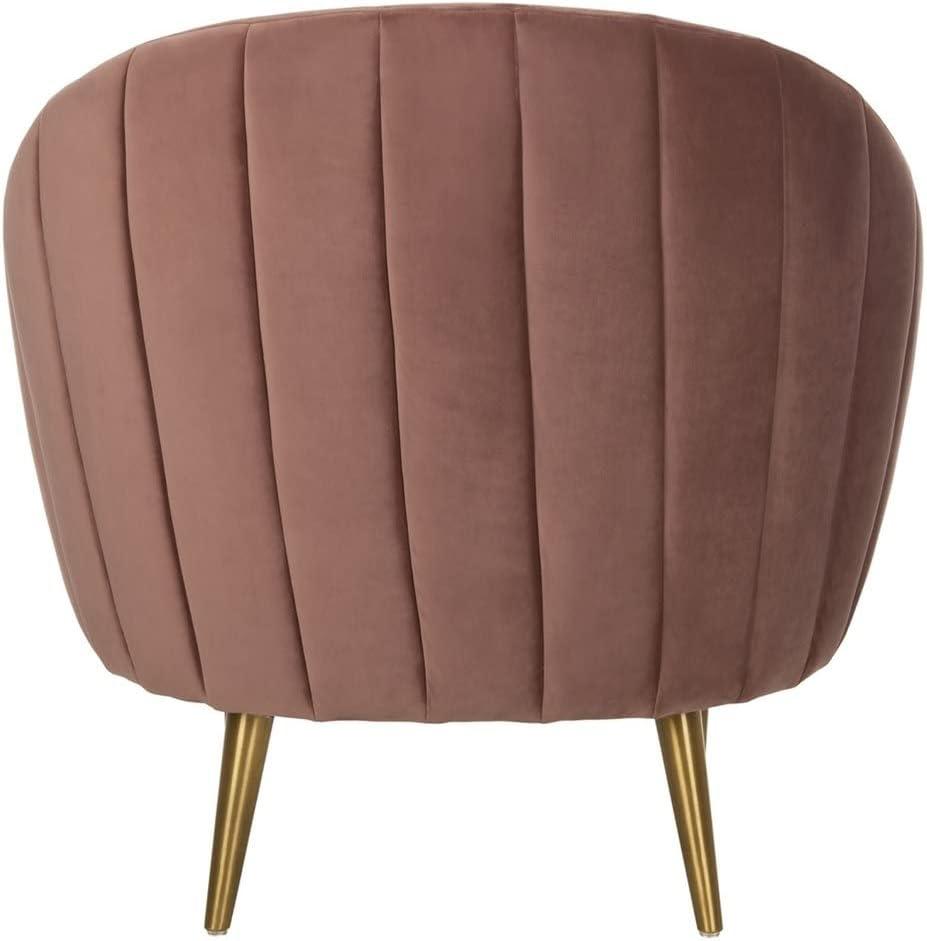 Dusty Rose Velvet Barrel Armchair with Gold Legs