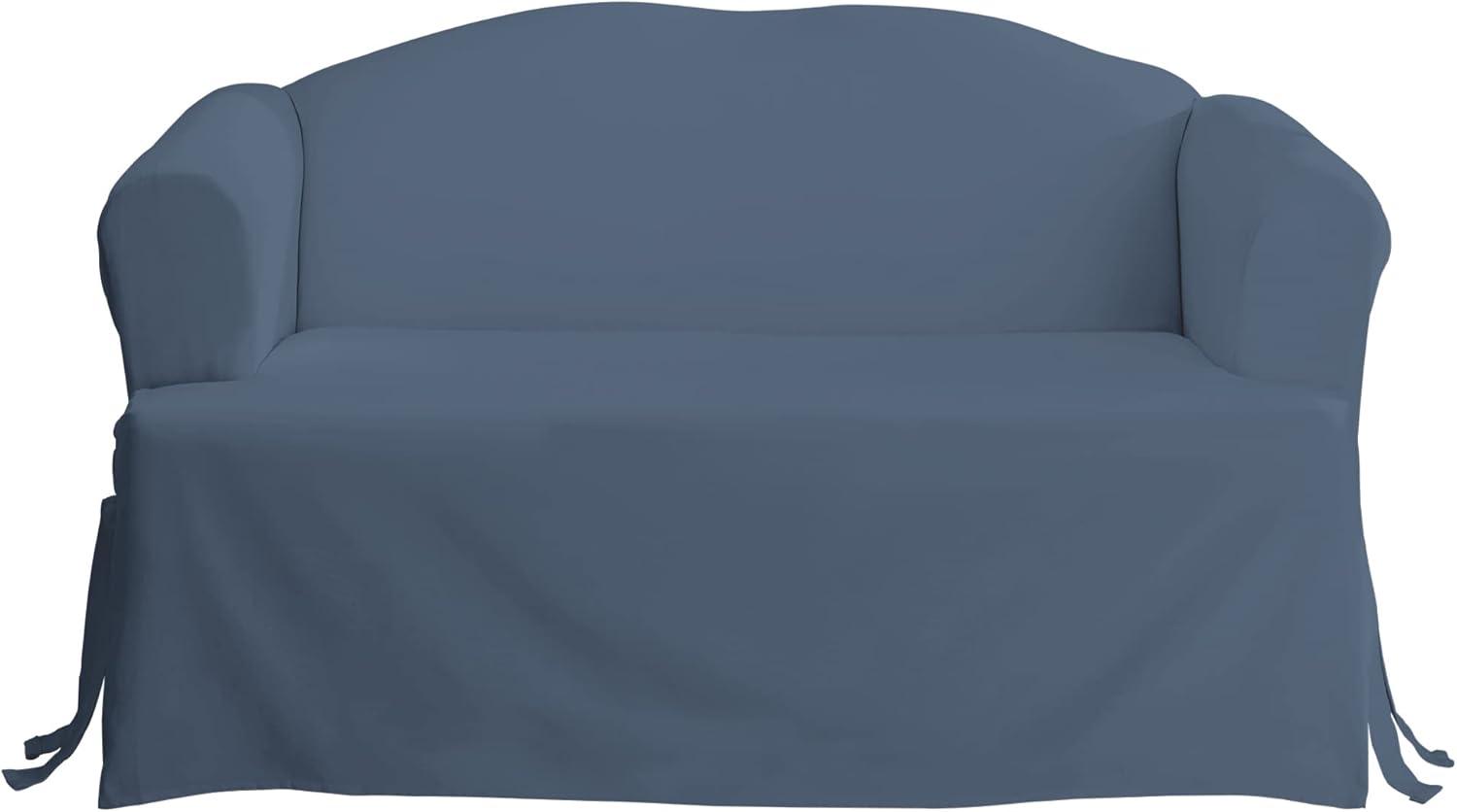 Bluestone Cotton Duck T-Cushion Sofa Slipcover