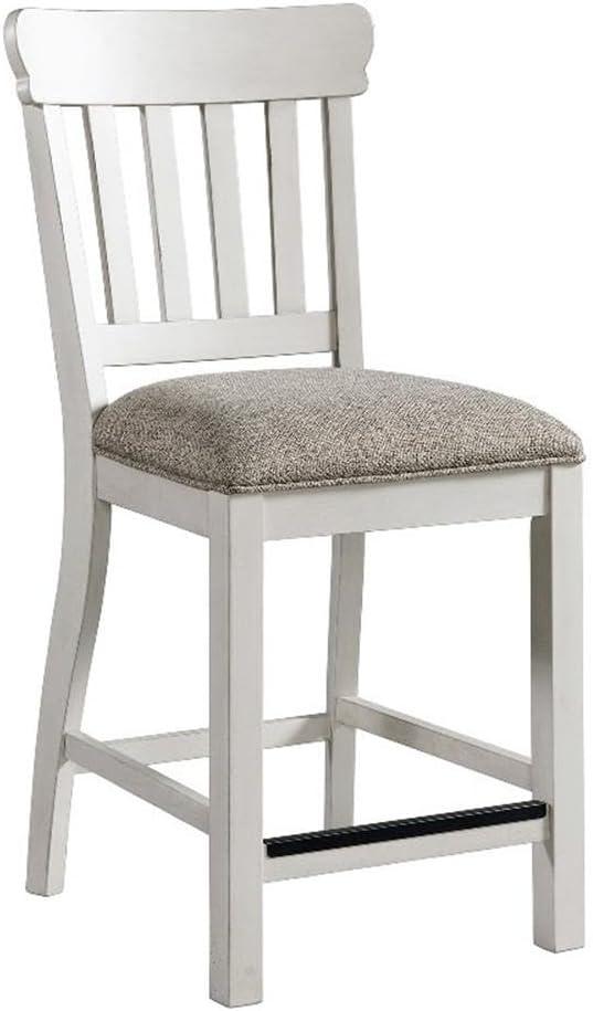 Set of 2 24" Drake Slat Back Cushion Seat Counter Height Barstools Rustic White/French Oak - Intercon