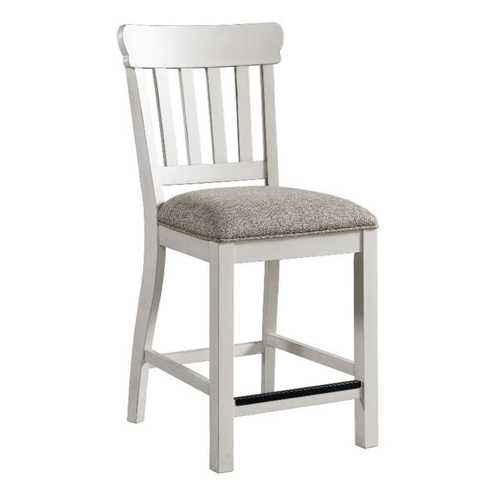 Set of 2 24" Drake Slat Back Cushion Seat Counter Height Barstools Rustic White/French Oak - Intercon