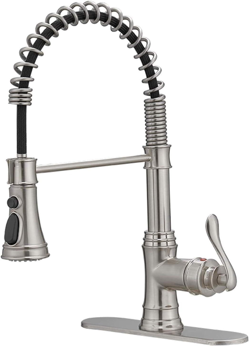 Single-Handle Pull-Down Sprayer 3 Spray High Arc Kitchen Faucet With Deck Plate