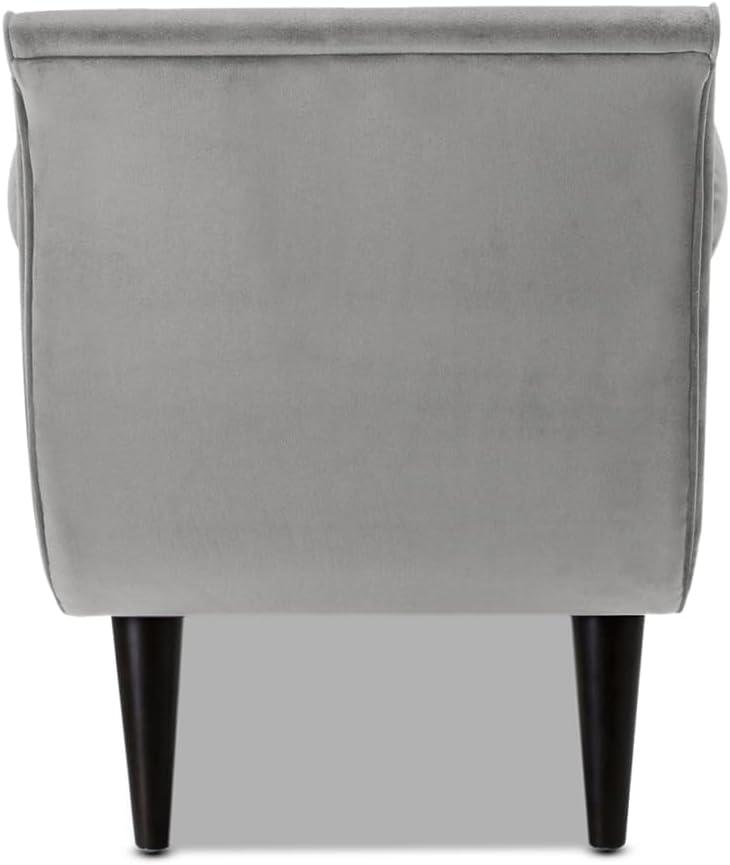 TiramisuBest Tufted Flared Arm Entryway Bench, Upholstered Long Accent Bench with Pillows, Solid Wood Legs,Gray, 64.5¡±