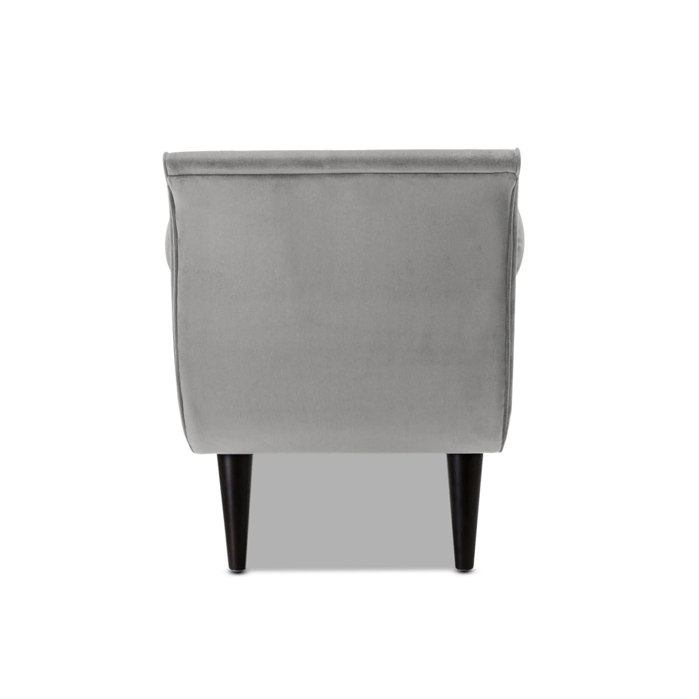 TiramisuBest Tufted Flared Arm Entryway Bench, Upholstered Long Accent Bench with Pillows, Solid Wood Legs,Gray, 64.5¡±