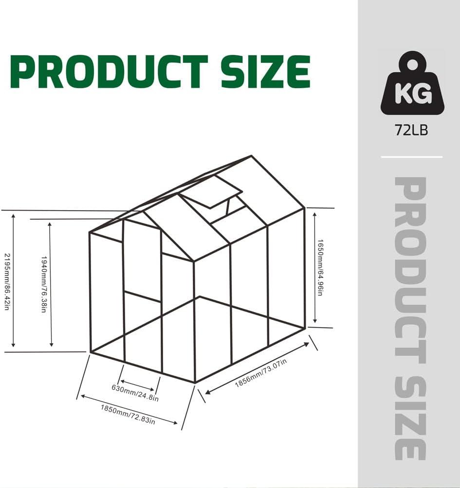 Newly Marketed Gain Height Windproofaluminum Greenhouse 6 FT Greenhouse Raised Base