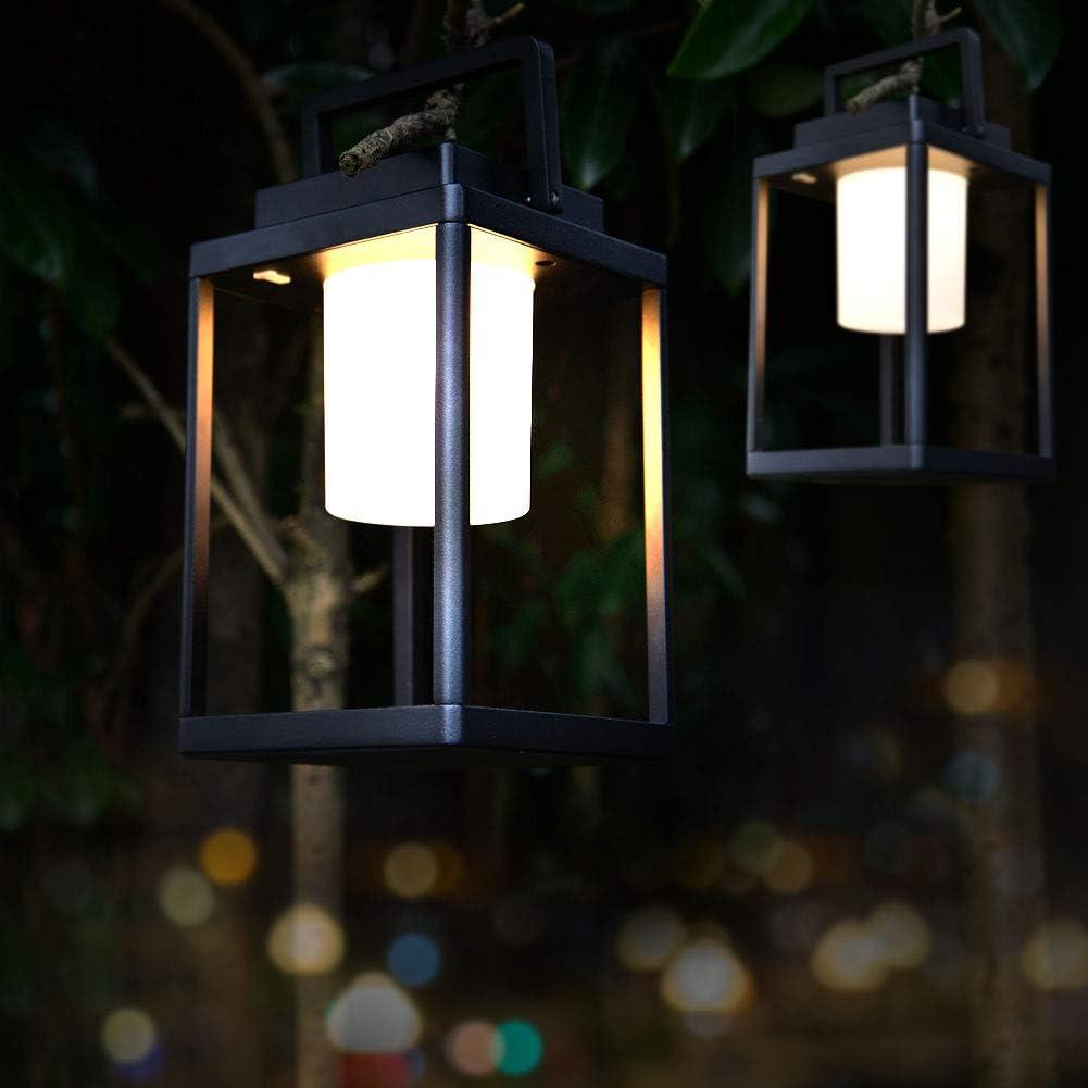 Aluminum Outdoor Table Lamp Lanterns for Patio Portable Table Lantern 35W 3000K 3-Level Brightness Touch Control LED IP44 Waterproof Cordless Rechargeable Outdoor Light with USB Port