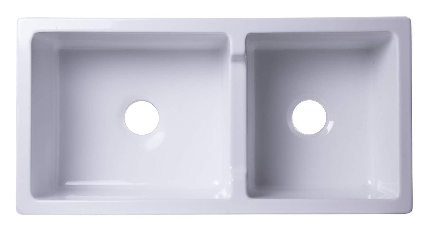 36'' L Farmhouse / Apron Double Bowl Fireclay Kitchen Sink