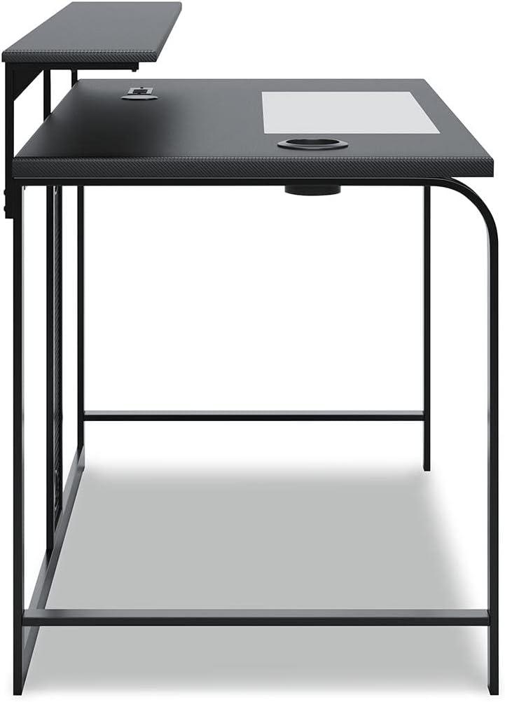 Lynxtyn 49.5" Black Contemporary Desk with USB and Cup Holder