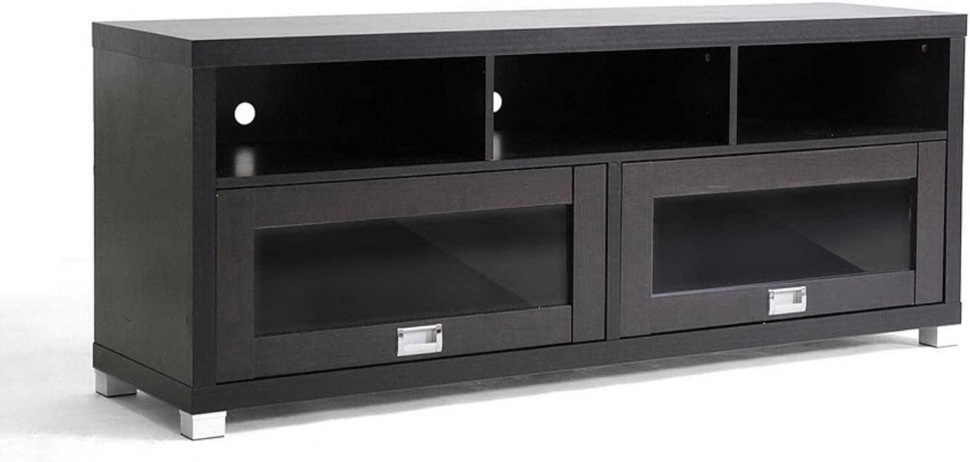 Modern TV Stand for TVs up to 62" Dark Brown - Wholesale Interiors: Entertainment Center with Cable Management