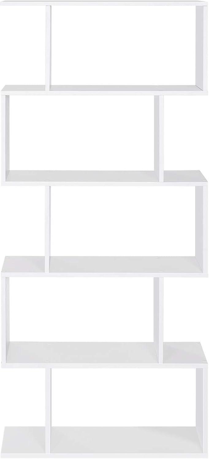 White 5-Tier Wooden Freestanding Bookshelf and Room Divider