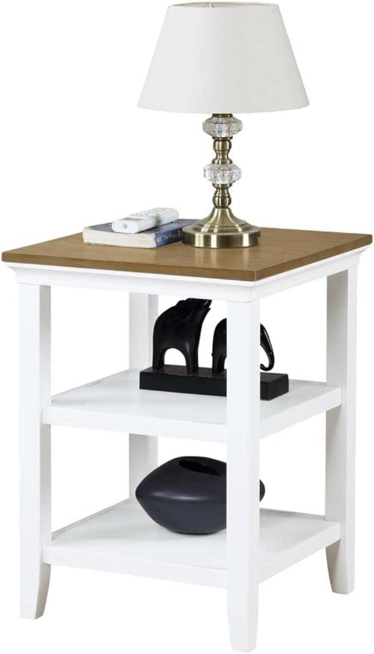 Convenience Concepts Tribeca End Table in White and Driftwood Brown Wood Finish