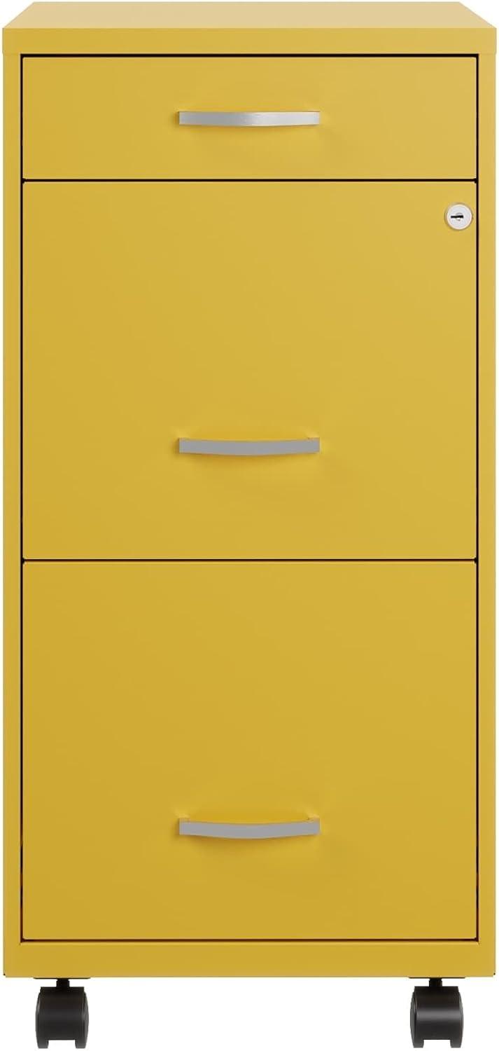 Space Solutions 18" Deep 3 Drawer Mobile Letter Width Vertical File Cabinet, Yellow