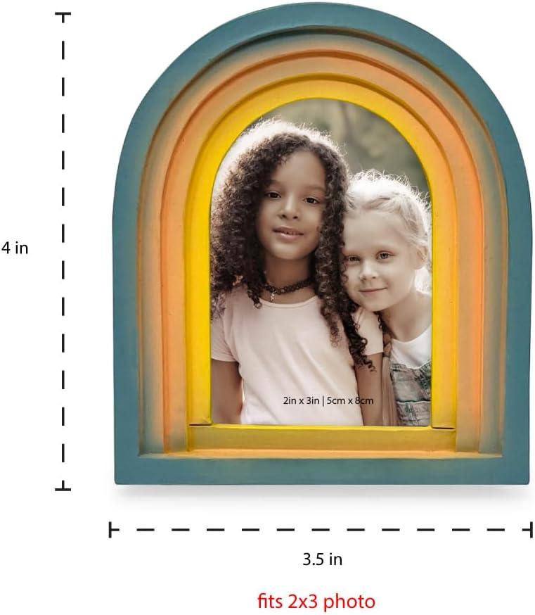 Isaac Jacobs 2x3 Vertical Rainbow Arc Resin Picture Frame with Gradient Design, Decorative Photo Frame, Tabletop & Wall Display