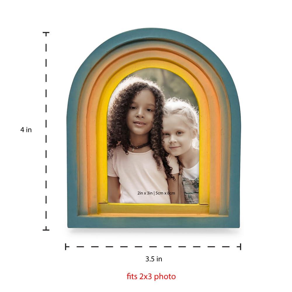 Isaac Jacobs 2x3 Vertical Rainbow Arc Resin Picture Frame with Gradient Design, Decorative Photo Frame, Tabletop & Wall Display