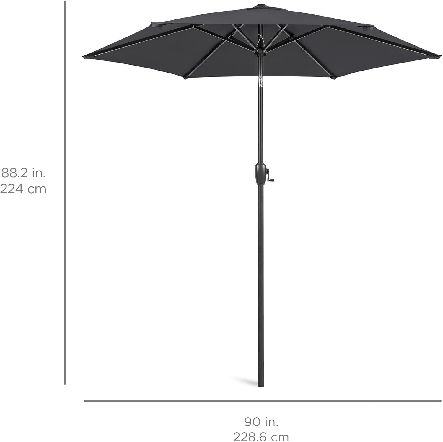 Best Choice Products 7.5ft Heavy-Duty Outdoor Market Patio Umbrella w/ Push Button Tilt, Easy Crank, Gray