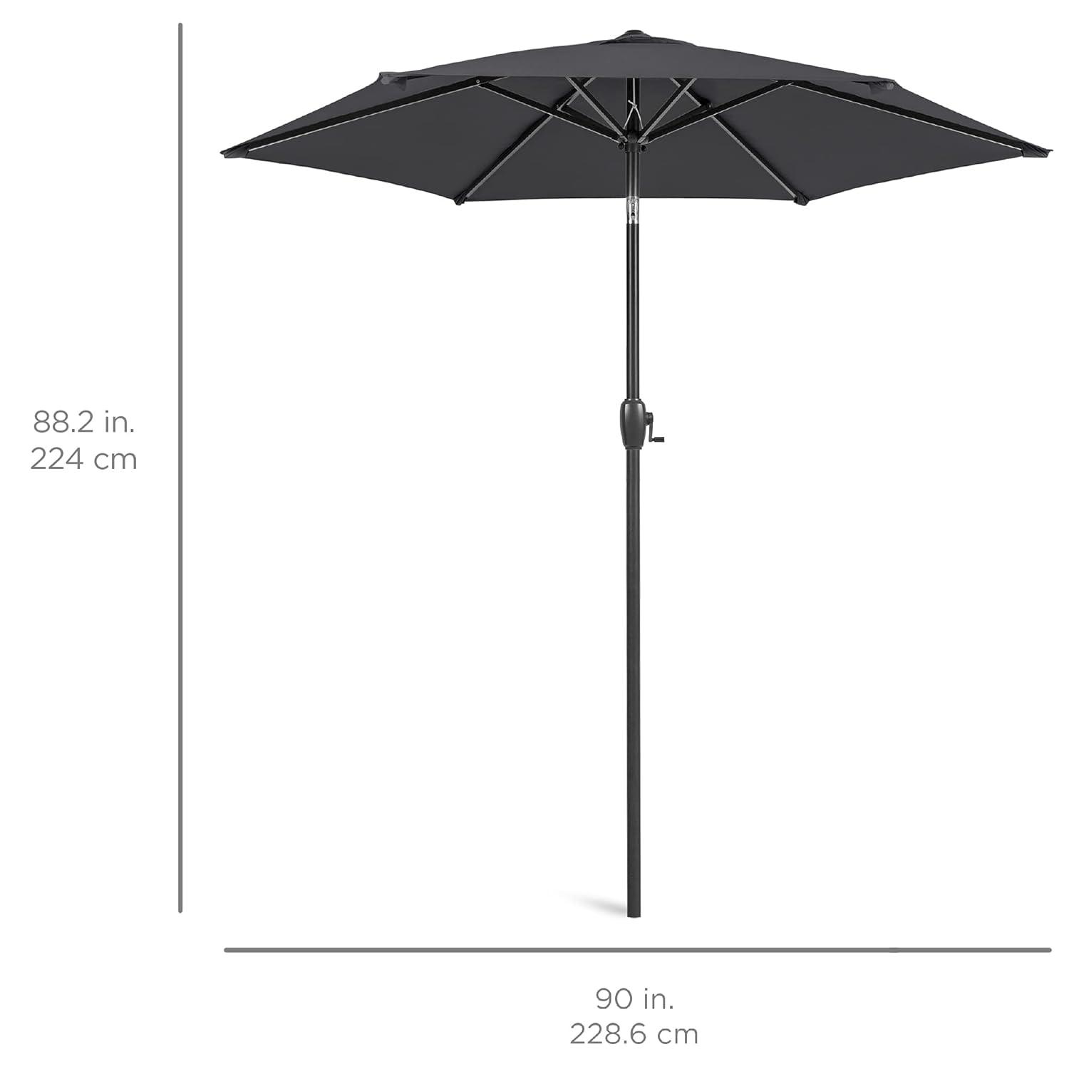 Best Choice Products 7.5ft Heavy-Duty Outdoor Market Patio Umbrella w/ Push Button Tilt, Easy Crank, Gray
