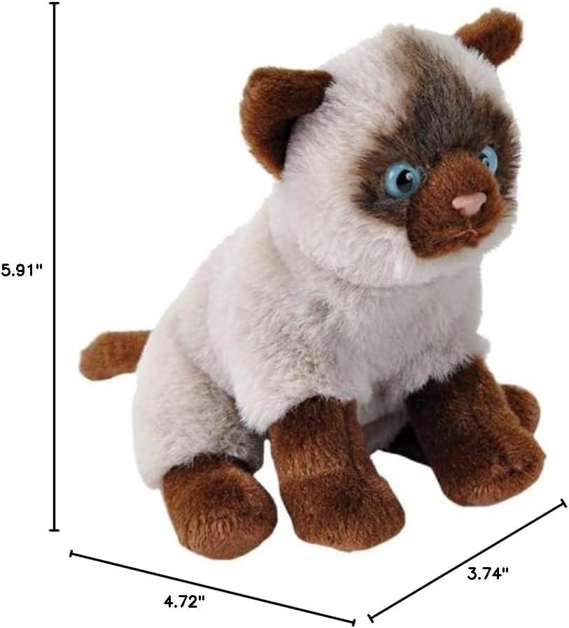 Wild Republic Pocketkins Eco Siamese Stuffed Animal, 5 Inches