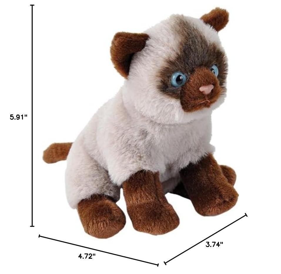 Wild Republic Pocketkins Eco Siamese Stuffed Animal, 5 Inches
