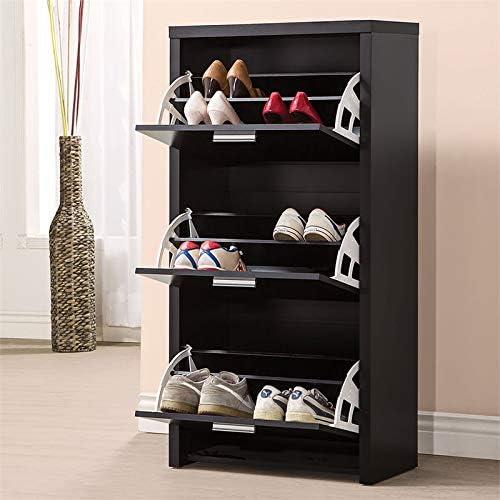 Coaster Contemporary Wood Tall Shoe with 3-Drawer Cabinet in Black