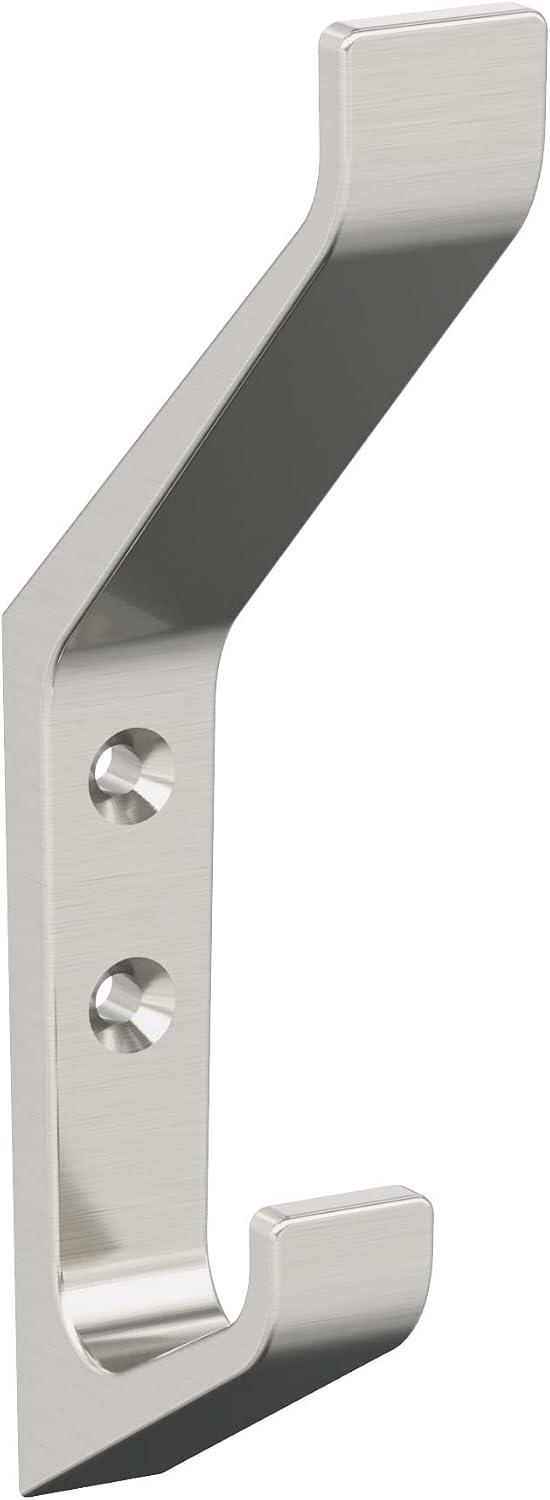 Satin Nickel Double Prong Metal Wall Hook