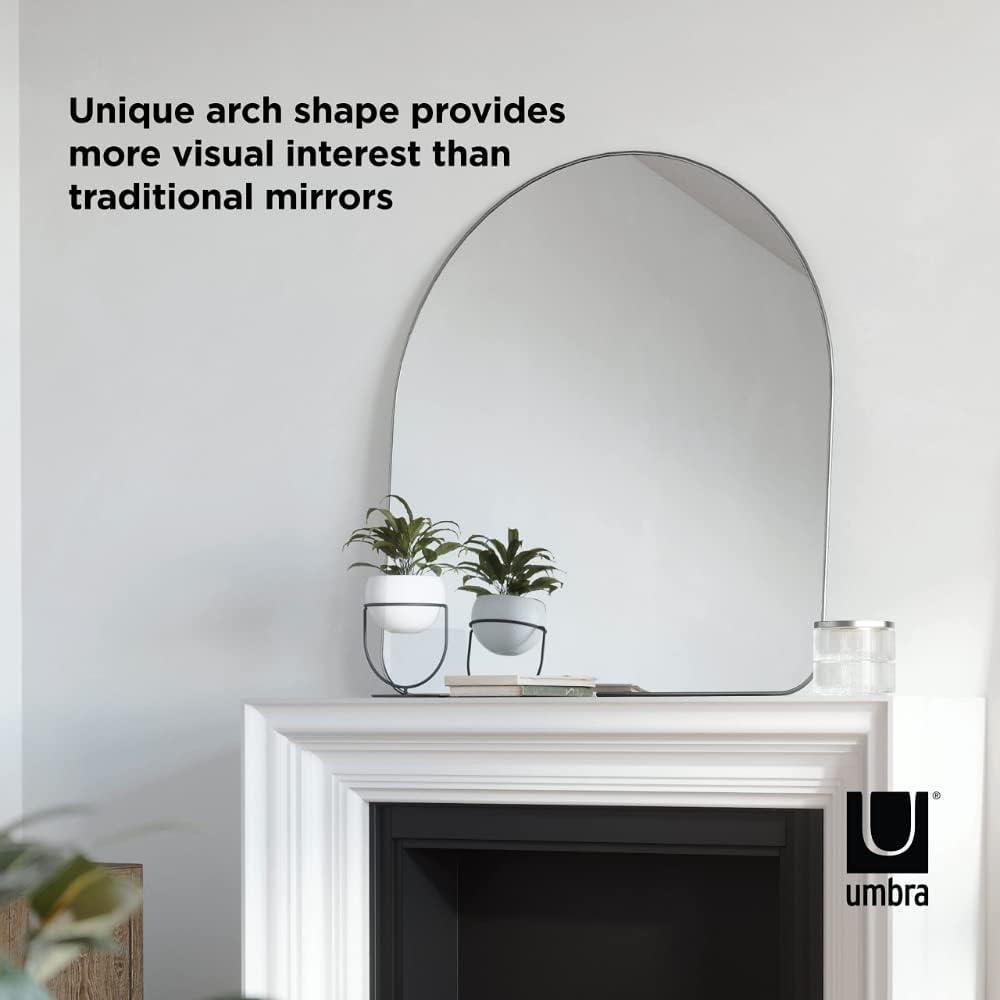34" x 36" Hubba Arched Mirror Metallic Titanium - Umbra: Modern Oval Wall Mount, No Assembly, Steel Frame