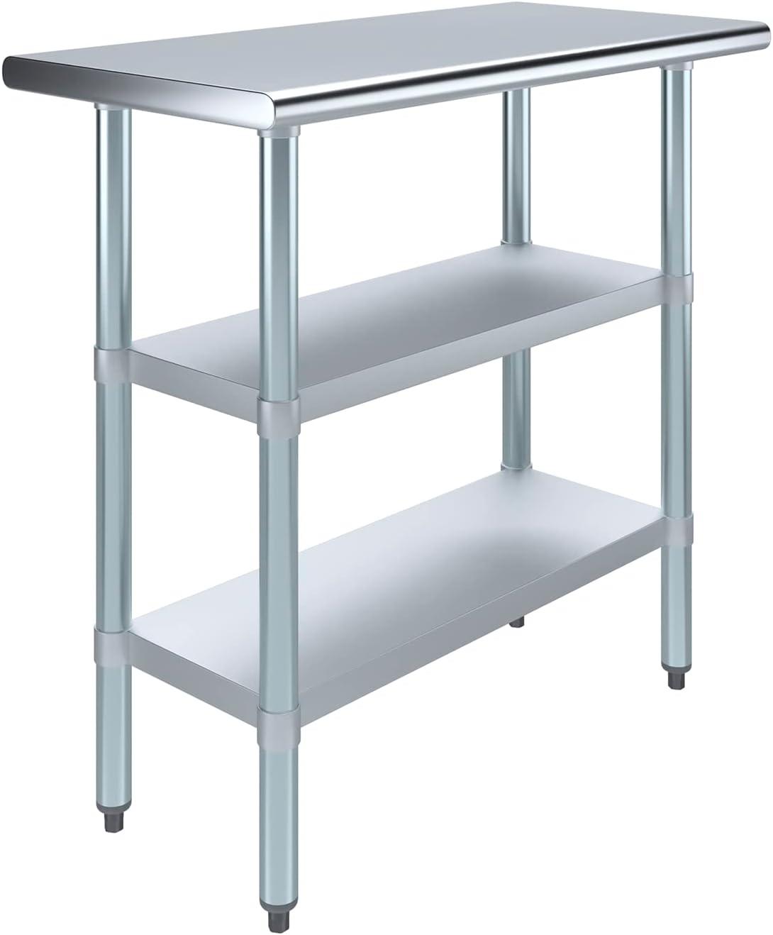 Stainless Steel Work Table with 2 Shelves