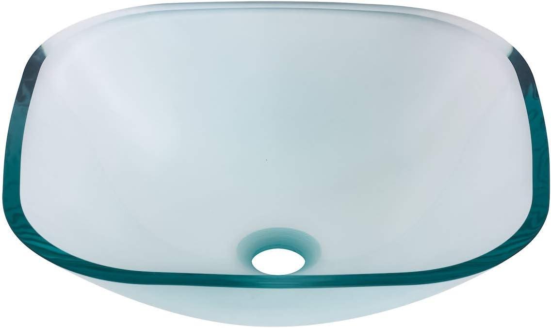 Miseno Mno-7108 Square 16-1/2" Tempered Glass Vessel Bathroom Sink - Nickel