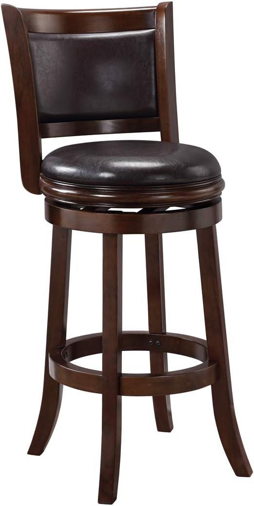 29" Augusta Swivel Barstool Brown - Boraam Industries: Contoured Back, Rubberwood Legs, 300 lbs Capacity