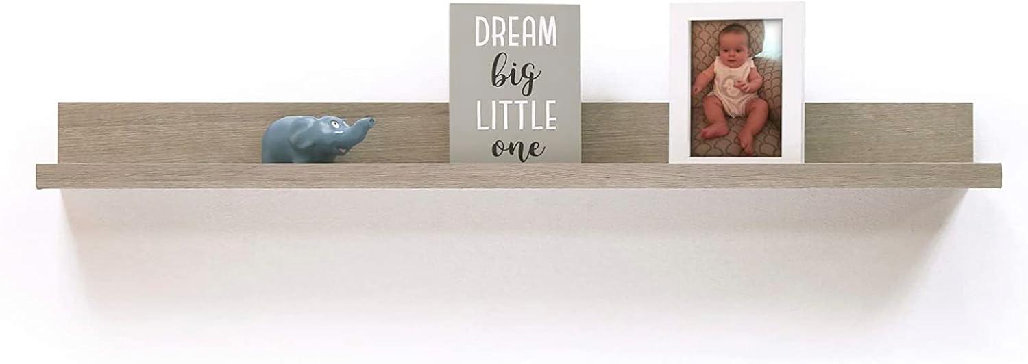 Driftwood Gray 62" MDF Wall-Mounted Gallery Shelf