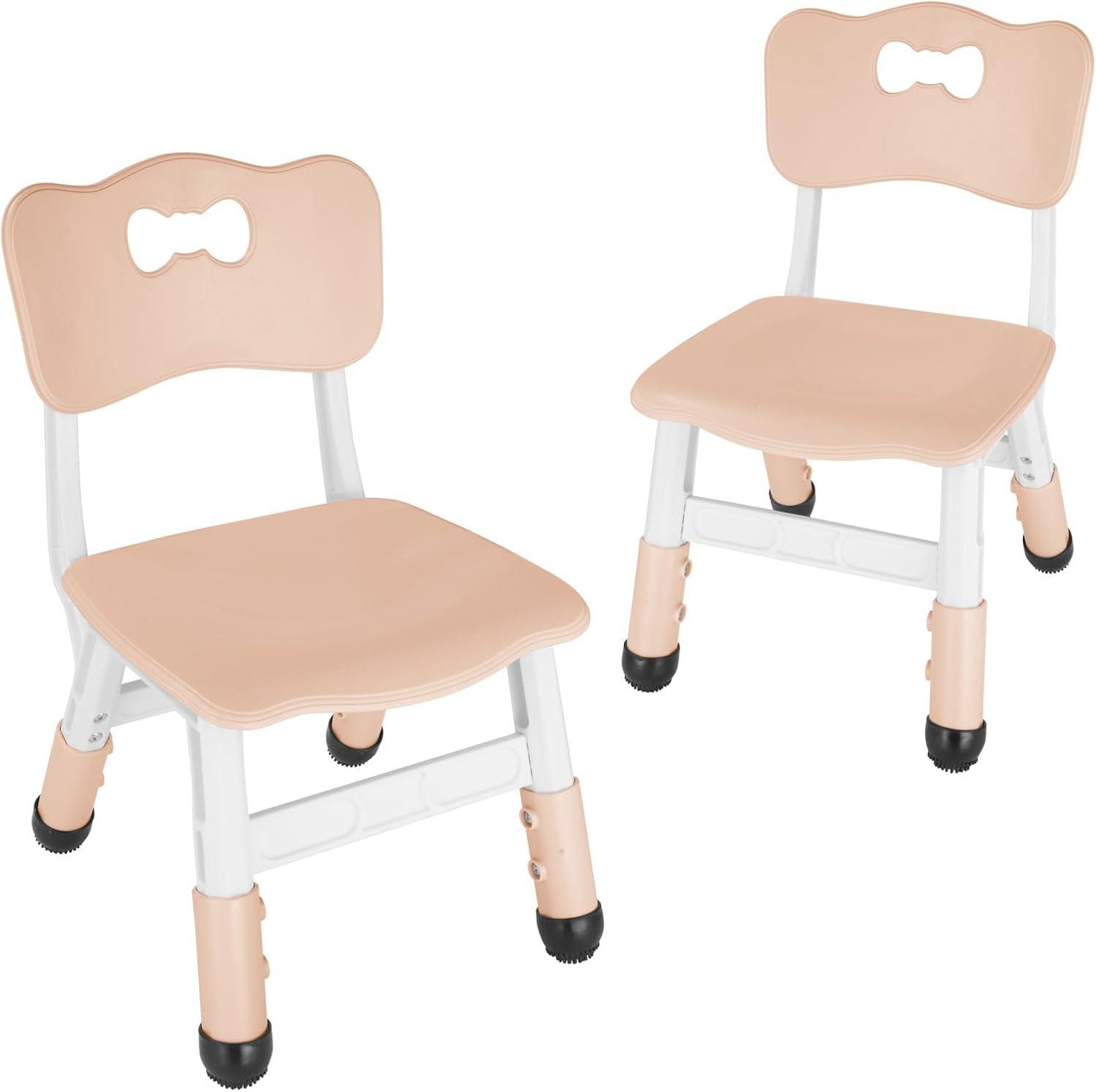 Adjustable Kids Chair (2pcs), 3 Level Height Adjustable Toddler Chair, Plastic Indoor Outdoor Child Chair for Children Age 2-8 Family School Home Daycare Use