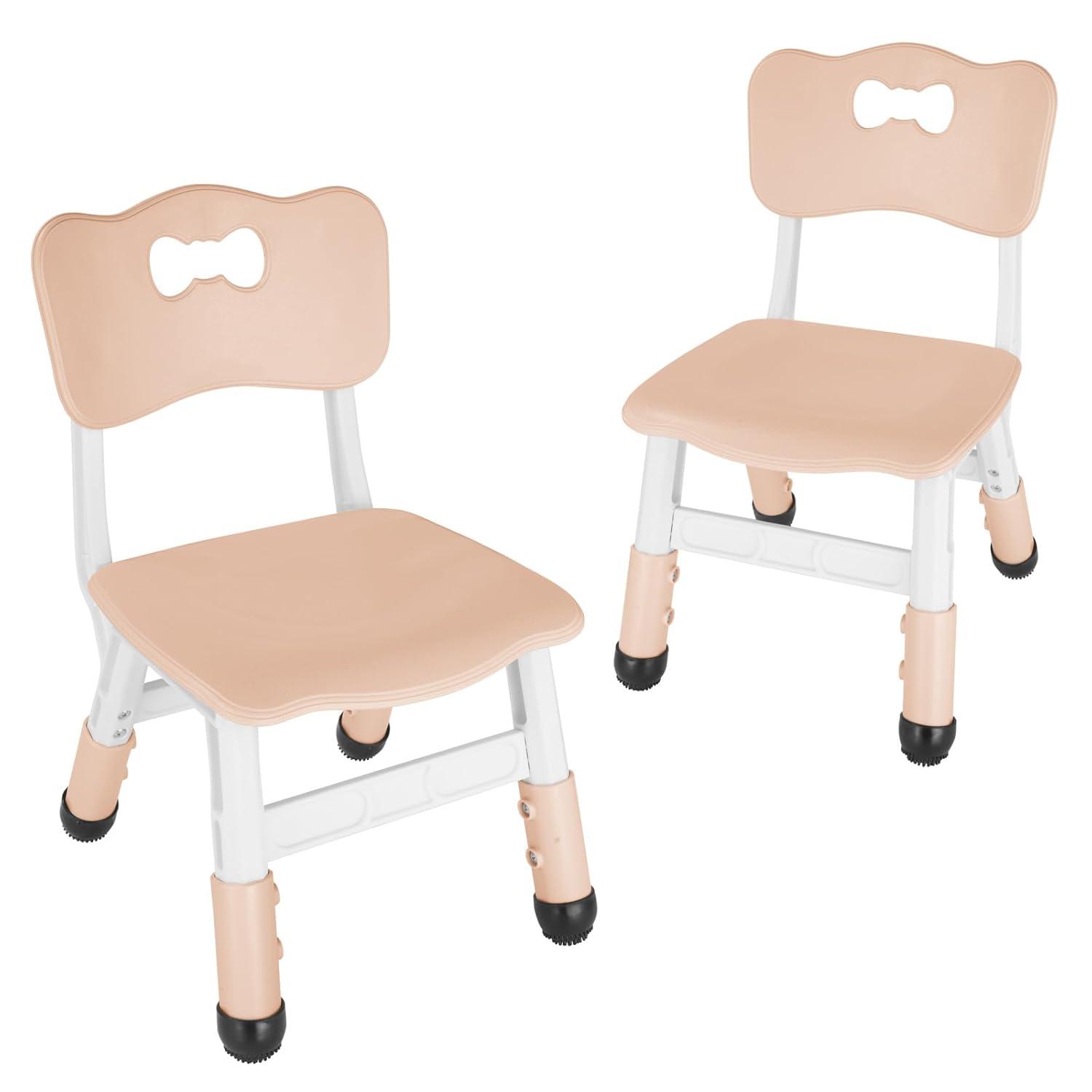 Adjustable Kids Chair (2pcs), 3 Level Height Adjustable Toddler Chair, Plastic Indoor Outdoor Child Chair for Children Age 2-8 Family School Home Daycare Use