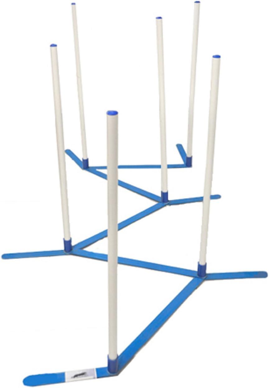 Adjustable Blue and White 37-Inch Dog Agility Weave Poles Set