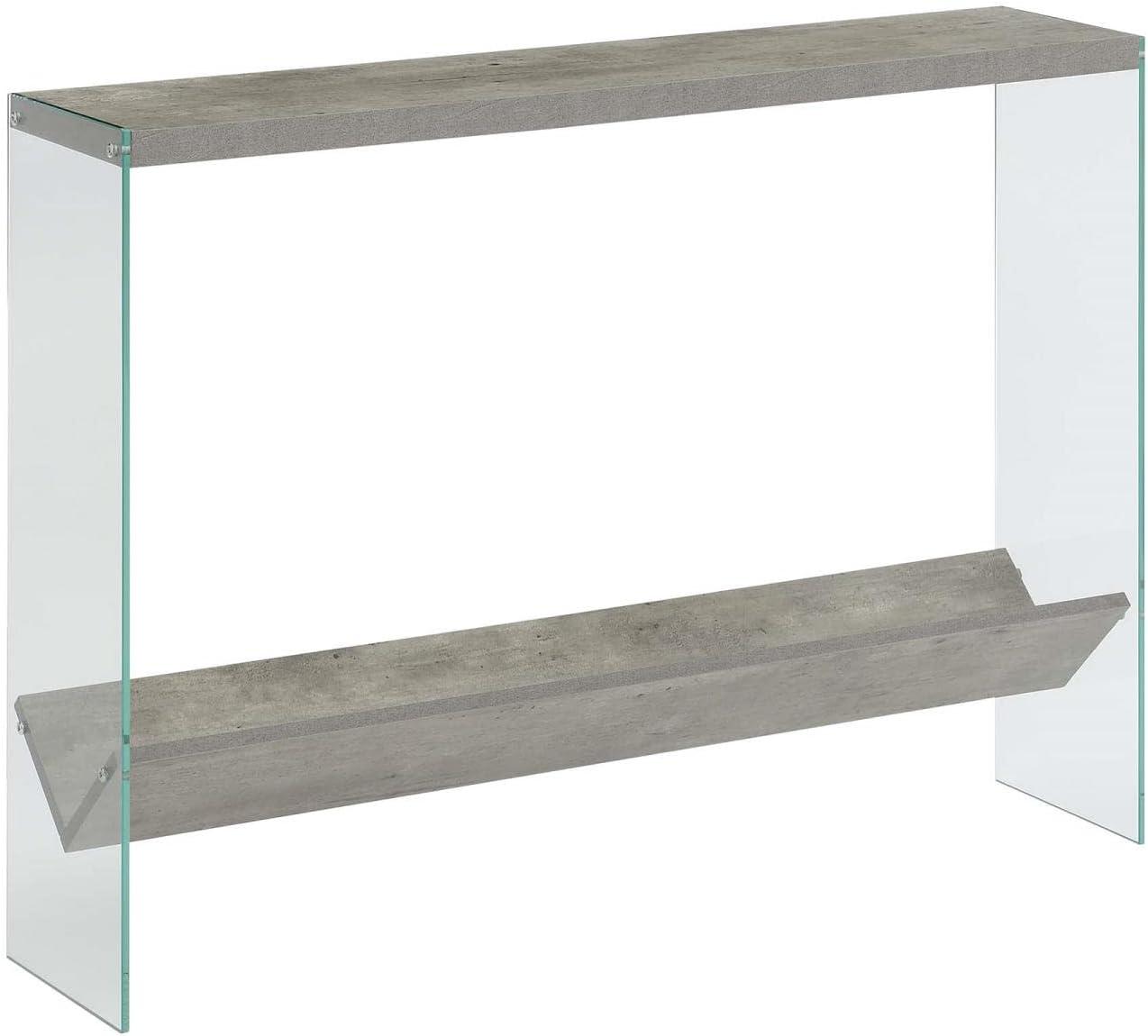 SoHo V Faux Birch 42" Glass-Top Console Table with Storage Shelf