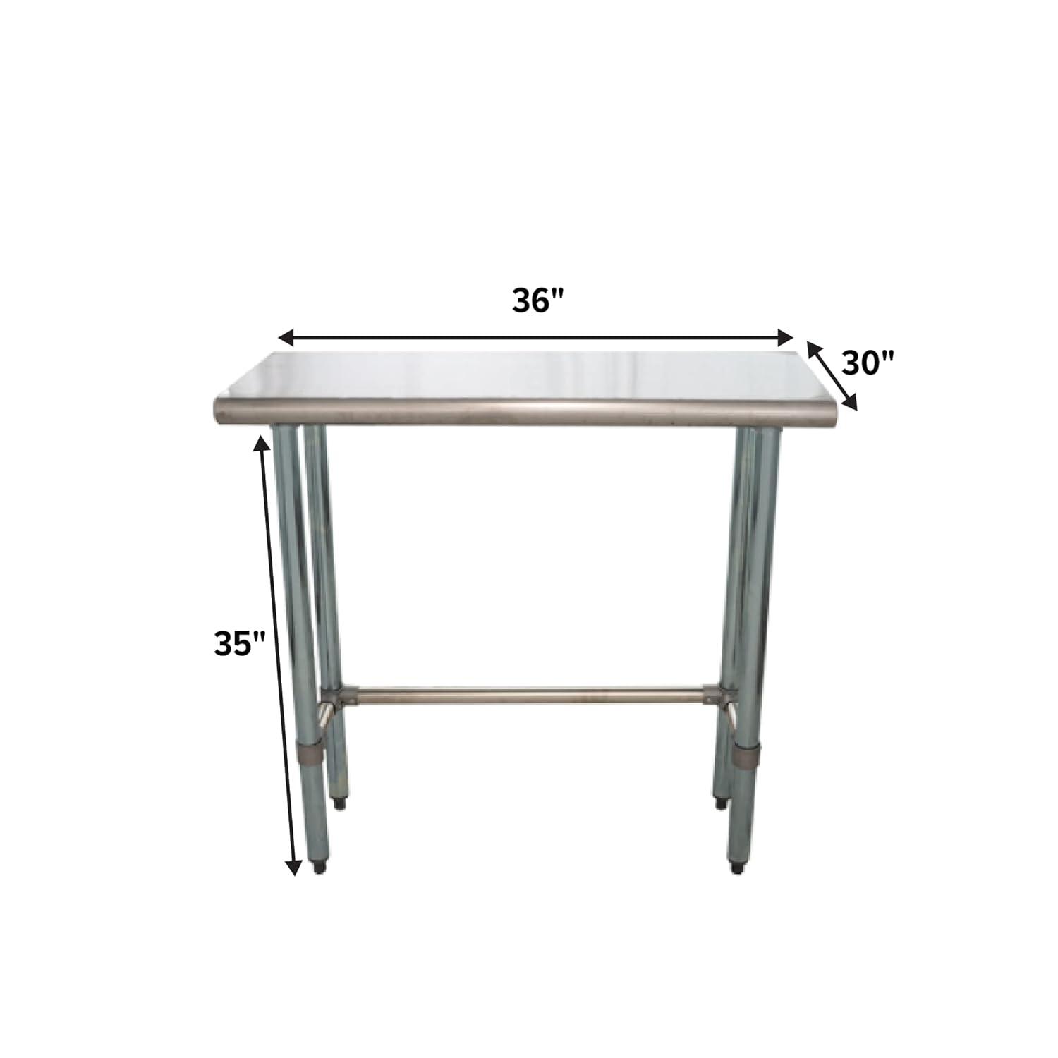 Amgood Stainless Steel Open Base Work Table