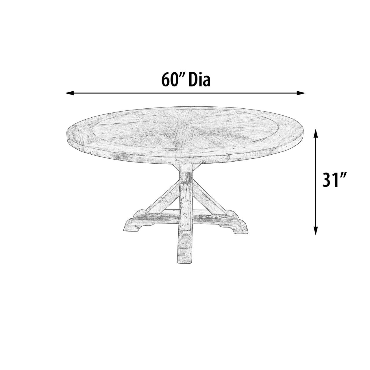 AFD Inverness Farmhouse 60'' Round Dining Table