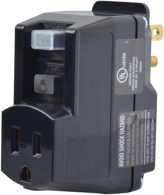 Yellow Jacket 2762, 120-Volt, 15-Amps, 1800-Watts Single Outlet GFCI Adapter, For Indoor Use With Manual Reset, Black