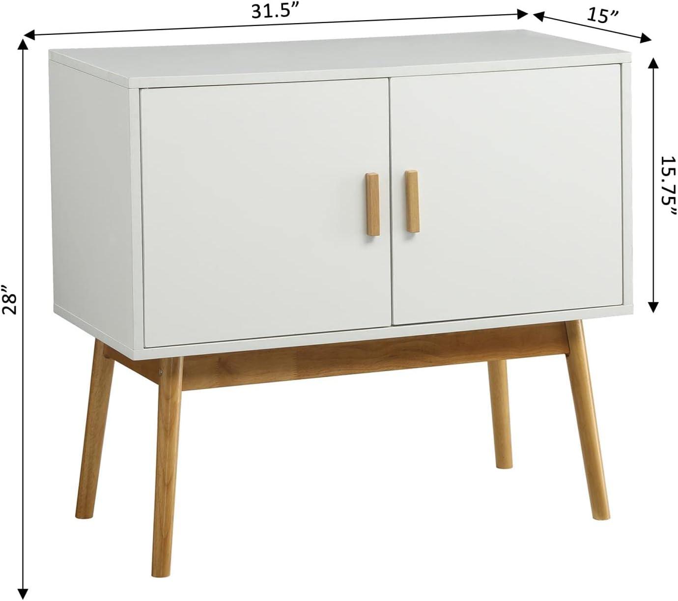 Convenience Concepts Oslo Storage Console with Cabinet and Shelves, White/Woodgrain