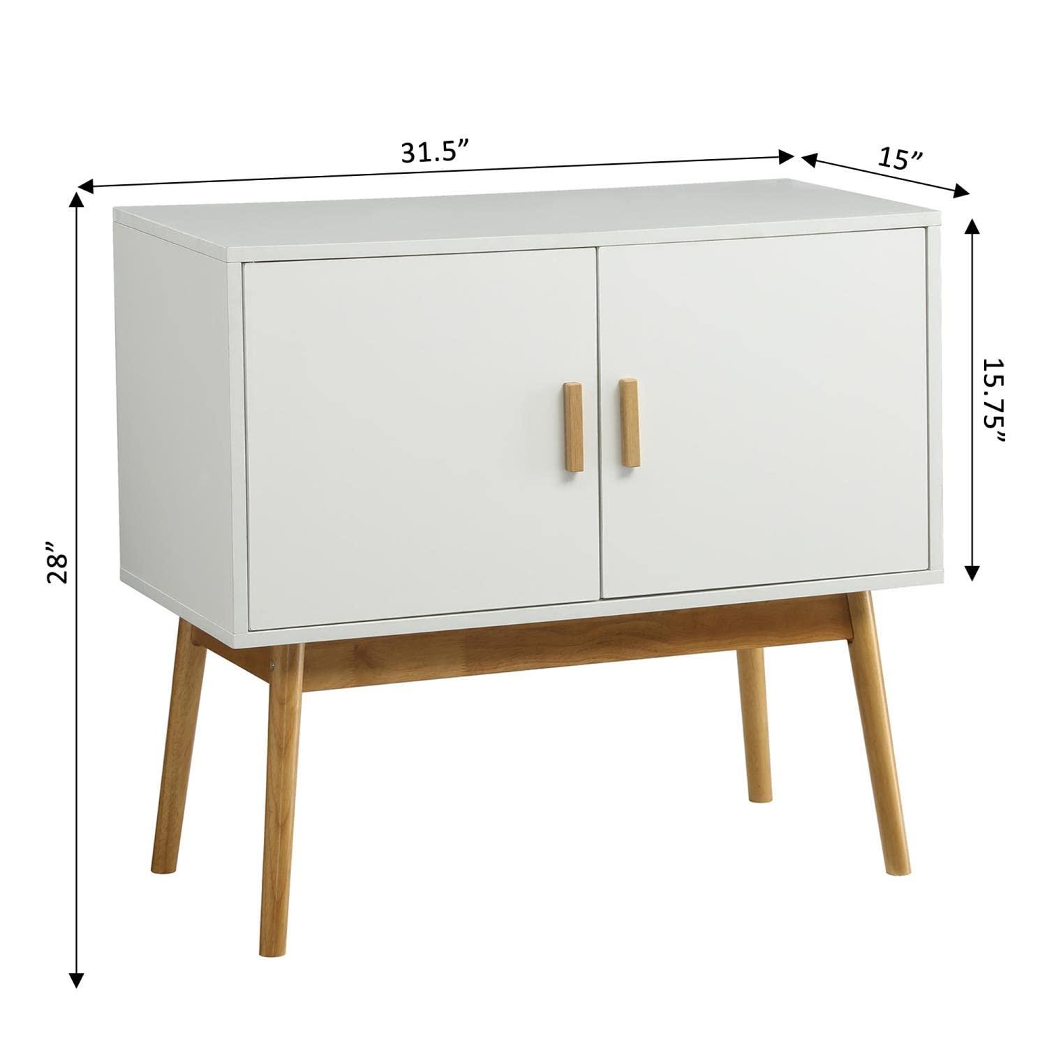 Convenience Concepts Oslo Storage Console with Cabinet and Shelves, White/Woodgrain