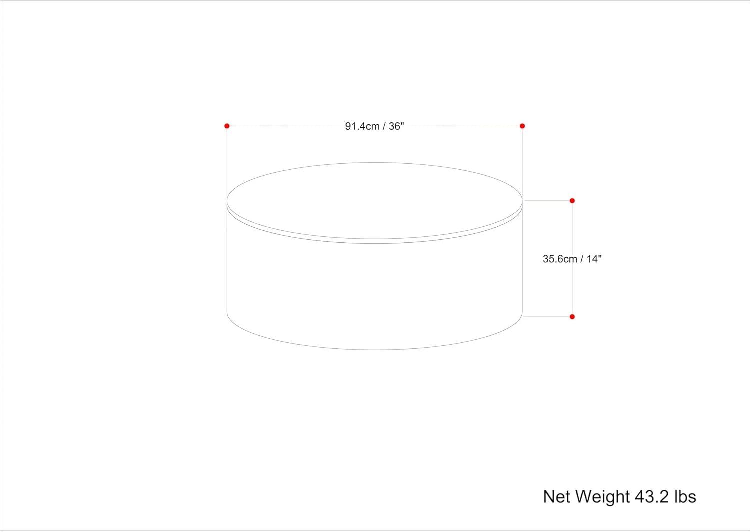 Simpli Home Millbury 36"W Solid Mango Wood Contemporary Round Drum Coffee Table, Fully Assembled