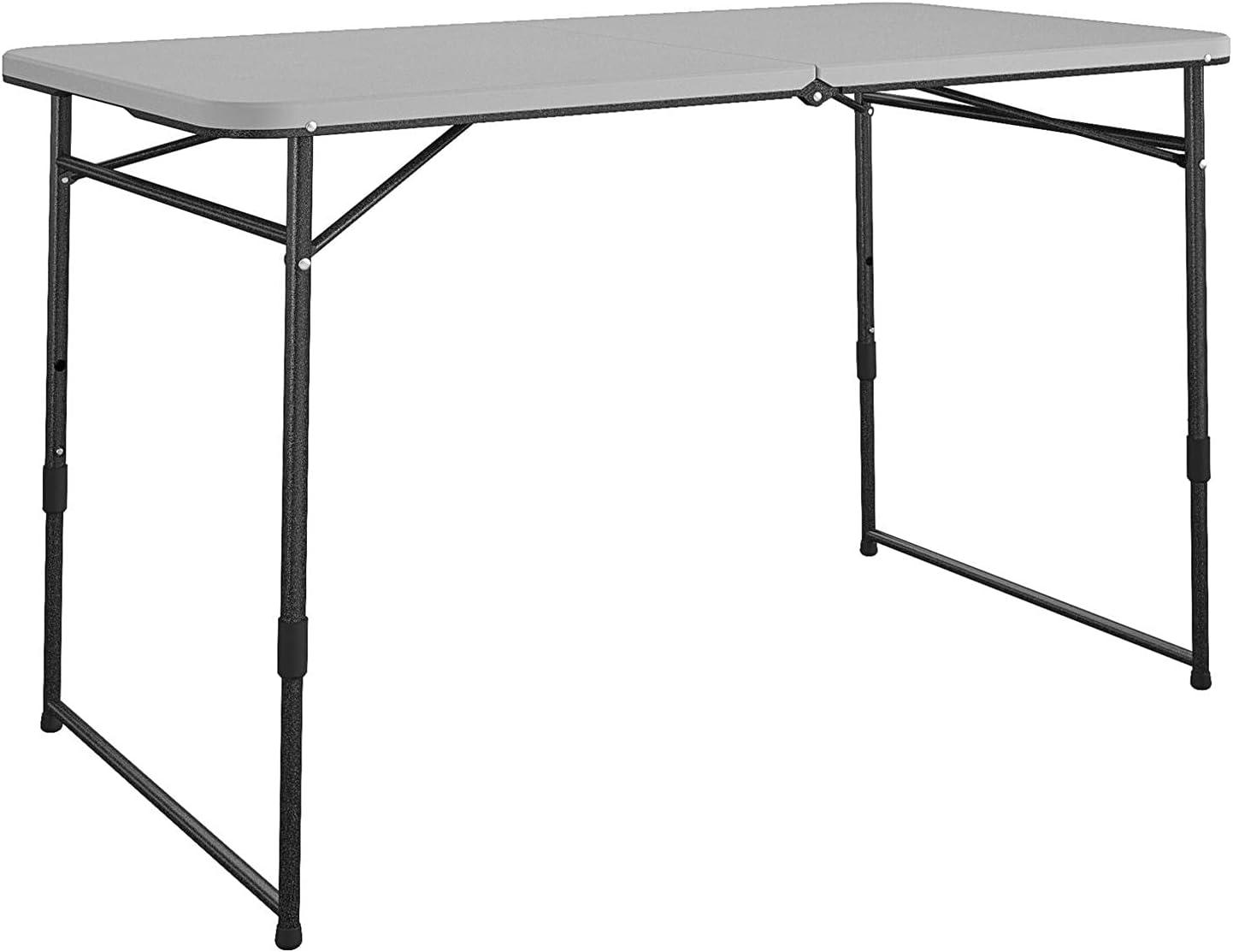 Gray Adjustable Height Fold-in-Half Portable Utility Table